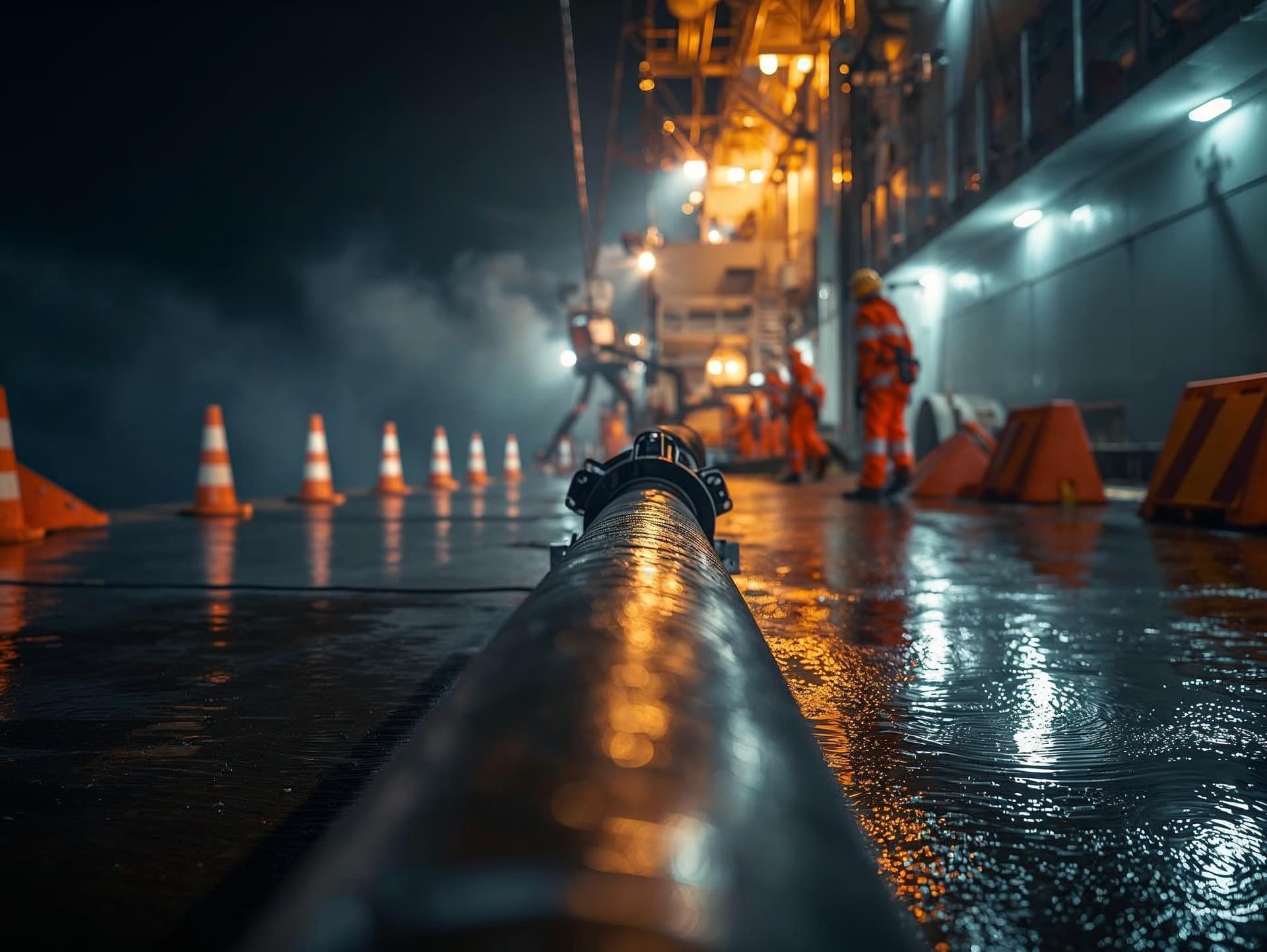 Schiffsbunkerung im Hafen mit Sicherheitsüberwachung